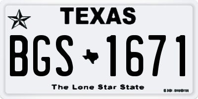 TX license plate BGS1671
