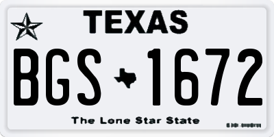 TX license plate BGS1672