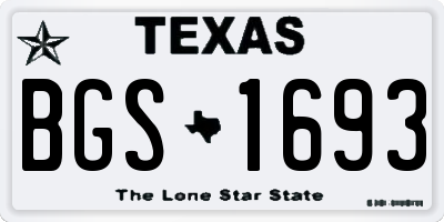 TX license plate BGS1693