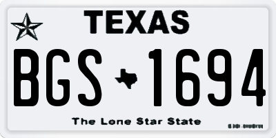TX license plate BGS1694