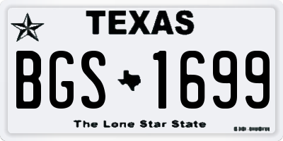 TX license plate BGS1699