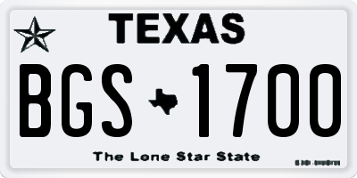 TX license plate BGS1700
