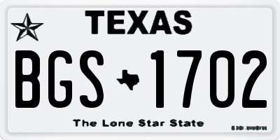TX license plate BGS1702