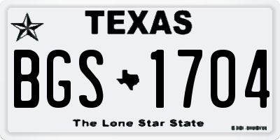 TX license plate BGS1704