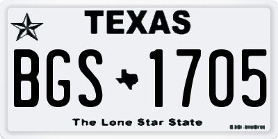 TX license plate BGS1705