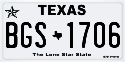 TX license plate BGS1706
