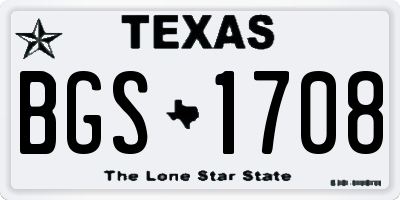 TX license plate BGS1708