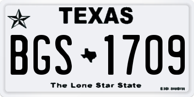 TX license plate BGS1709