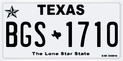 TX license plate BGS1710