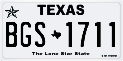 TX license plate BGS1711