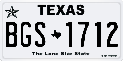 TX license plate BGS1712