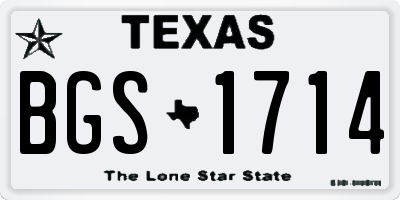 TX license plate BGS1714