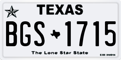 TX license plate BGS1715