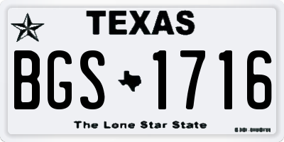 TX license plate BGS1716