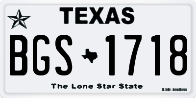 TX license plate BGS1718