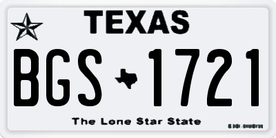 TX license plate BGS1721