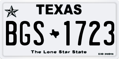 TX license plate BGS1723