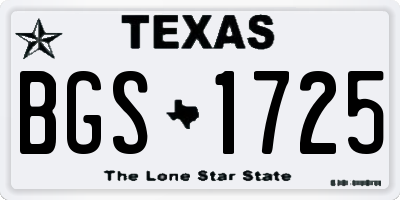 TX license plate BGS1725