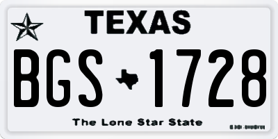 TX license plate BGS1728