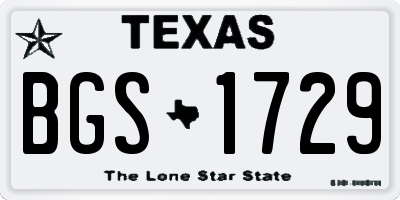 TX license plate BGS1729