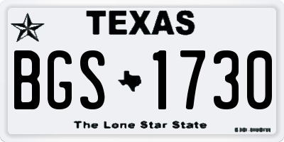 TX license plate BGS1730