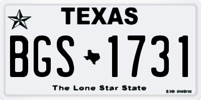 TX license plate BGS1731