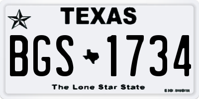 TX license plate BGS1734