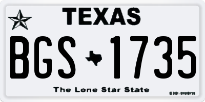 TX license plate BGS1735