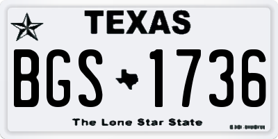 TX license plate BGS1736