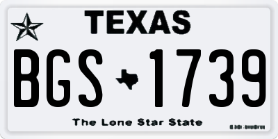 TX license plate BGS1739