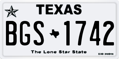 TX license plate BGS1742