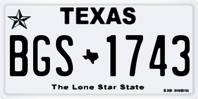 TX license plate BGS1743