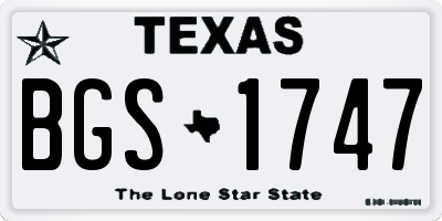 TX license plate BGS1747