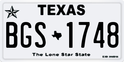TX license plate BGS1748