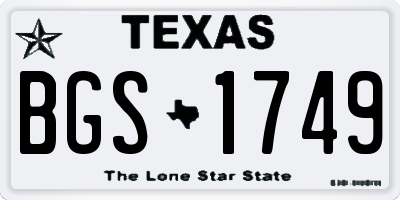 TX license plate BGS1749