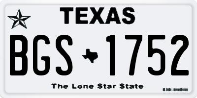TX license plate BGS1752