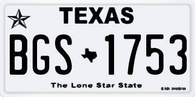TX license plate BGS1753