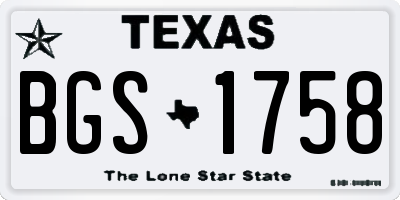 TX license plate BGS1758