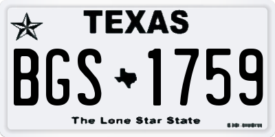 TX license plate BGS1759