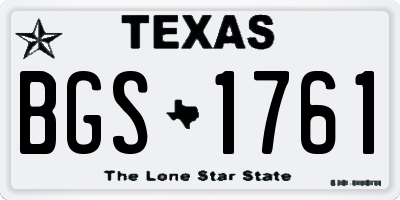 TX license plate BGS1761