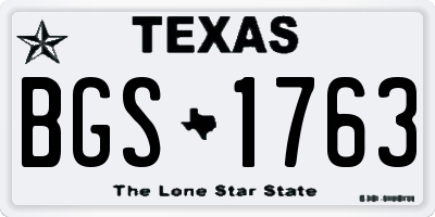 TX license plate BGS1763