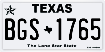 TX license plate BGS1765