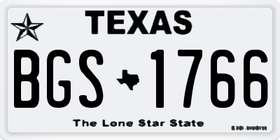 TX license plate BGS1766