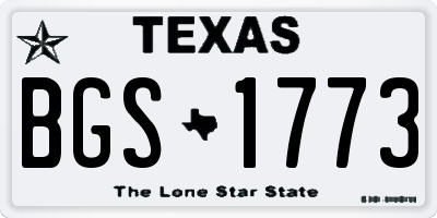 TX license plate BGS1773
