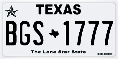 TX license plate BGS1777