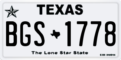 TX license plate BGS1778