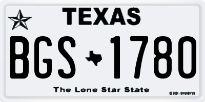 TX license plate BGS1780