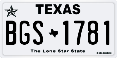 TX license plate BGS1781