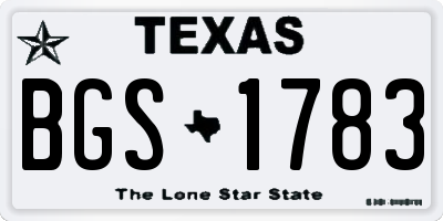 TX license plate BGS1783