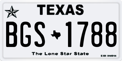 TX license plate BGS1788